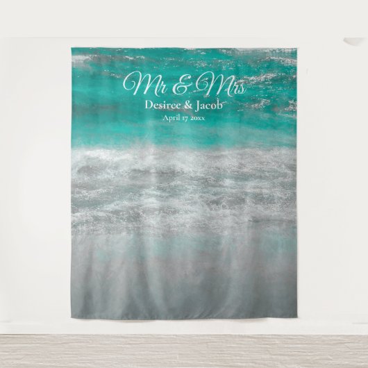 Tenture Plage Mariage Turquoise Tropical Ocean Photo Booth (Devant)