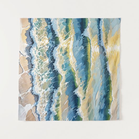 Tenture Plage Ocean Green Blue Jaune Design 345 (Devant (Horizontal))