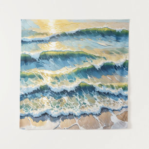 Tenture Plage Ocean Green Blue Jaune Design 345