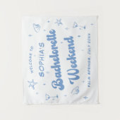 Tenture Plage Retro Côte Bachelorette Bleue (Devant)