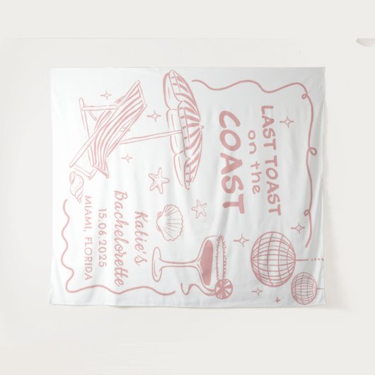 Tenture Plage rose Fille Plage Bachelorette Plage Tapisser (Devant (Horizontal))