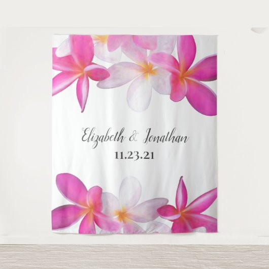 Tenture Plage rose Plumeria Floral Hawaii Mariage fond (Devant)