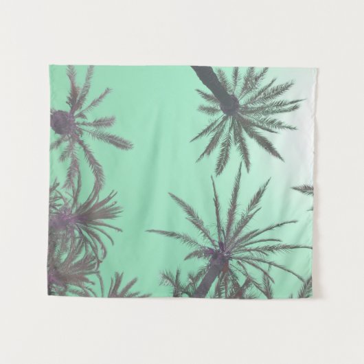 Tenture Plage Scène Pastel Blue Palm Imprimer (Devant (Horizontal))