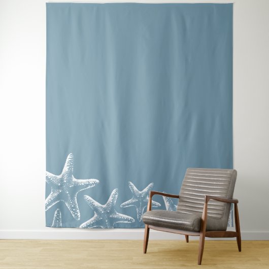 Tenture Plage Starfish Elégante Dusty Blue Summer Backdrop (En situation)