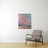 Tenture Plage Sunset Bliss Pink Shoreline Peinture (En situation)
