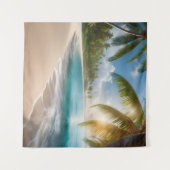 Tenture Plage tropicale avec palmiers (Devant (Horizontal))