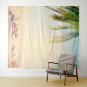 Tenture Plage tropicale palmiers coquillages (En situation (horizontale))