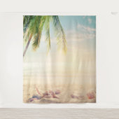 Tenture Plage tropicale palmiers coquillages (Devant)