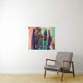 Tenture Plage, Van Hippie, Fleurs Trippy, Boho, Colorée (En situation (horizontale))