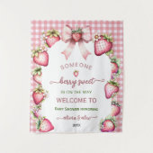 Tenture Plaid bow berry sweet baby shower backdrop  (Devant)