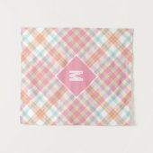 Tenture Plaid Monogramme personnalisé / Motif Tartan (Devant (Horizontal))