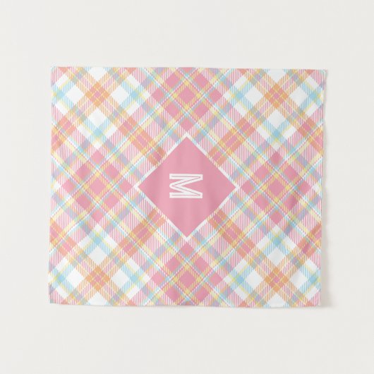 Tenture Plaid Monogramme personnalisé / Motif Tartan (Devant (Horizontal))