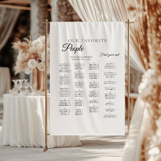 Tenture Plan de table alphabétique pour mariage minimalist
