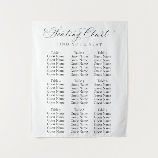 Tenture Plan de table de mariage écriture élégante | Minim (Devant)