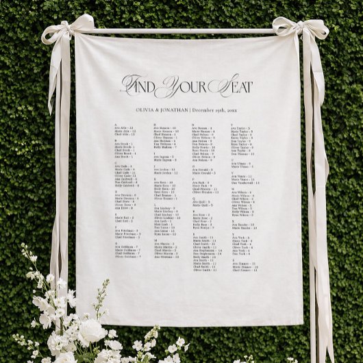 Tenture Plan de table de mariage en tissu alphabétique