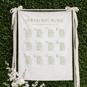 Tenture Plan de table de mariage en tissu blanc et vert
