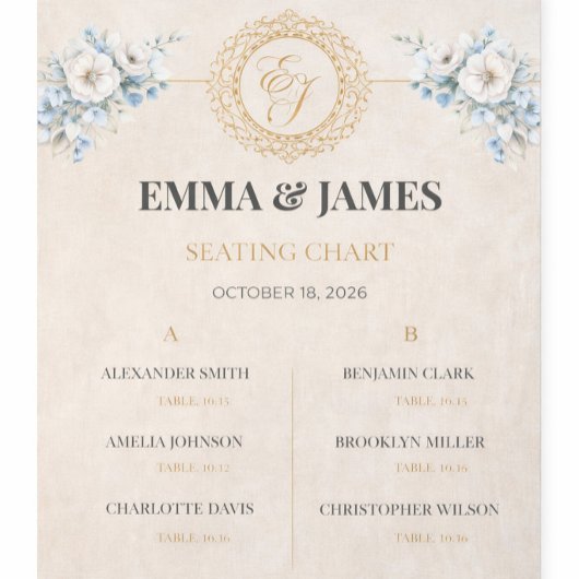 Tenture Plan de table de mariage floral élégant