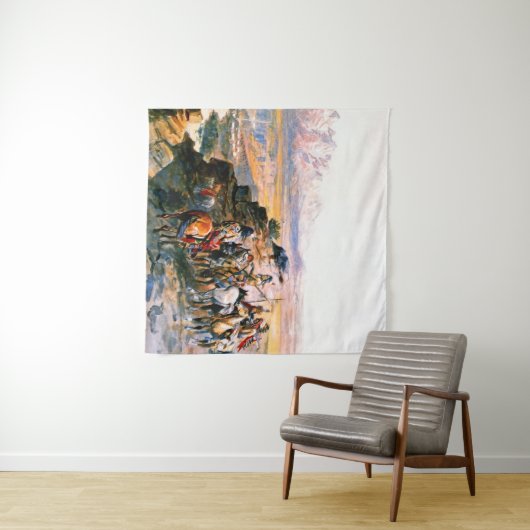 Tenture "Planification de l'attaque" par Charles M Russell (En situation (horizontale))