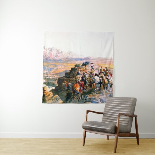 Tenture "Planification de l'attaque" par Charles M Russell (En situation)