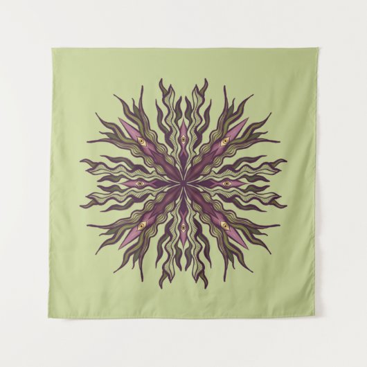 Tenture Plante à œil psychédélique - Mandala botanique sur (Devant)