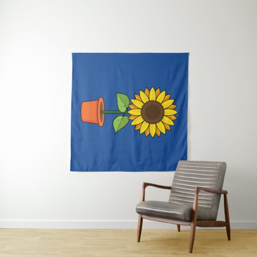 Tenture Plante de tournesol dans un pot (En situation (horizontale))