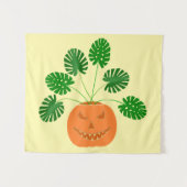 Tenture Plante Halloween Monstera en Citrouille (Devant (Horizontal))