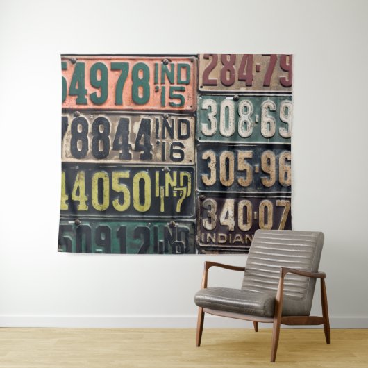 Tenture Plaques de licence vintages (En situation (horizontale))