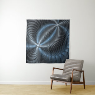 Tenture Plastique bleu gris 3D Fractal Art moderne Abstrai
