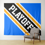 Tenture PLAYOFFS Bleu Clair Noir Orange Rayures Fond (En situation (horizontale))