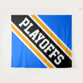 Tenture PLAYOFFS Bleu Clair Noir Orange Rayures Fond (Devant (Horizontal))