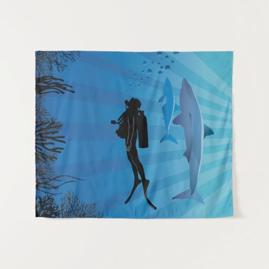 Tenture Plongée de requin Plongée (Devant (Horizontal))