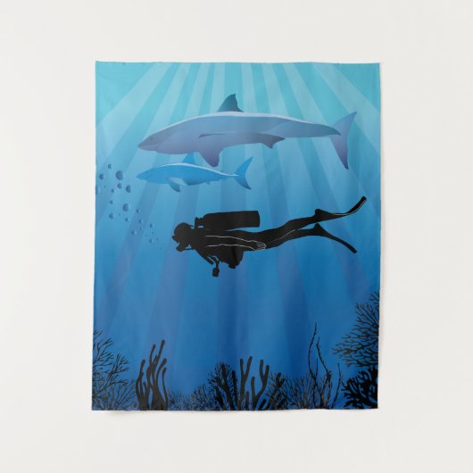 Tenture Plongée de requin Plongée (Devant)