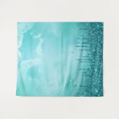 Tenture Pluie de Parties scintillant turquoise sur marbre  (Devant (Horizontal))