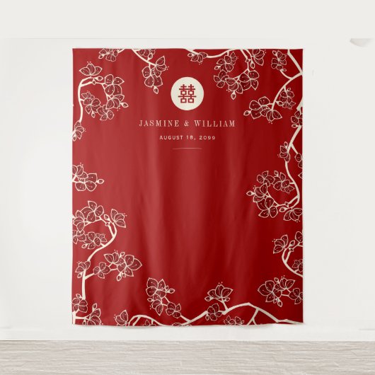 Tenture Plum Blossoms Double Xi Mariage chinois Arrière-pl (Devant)