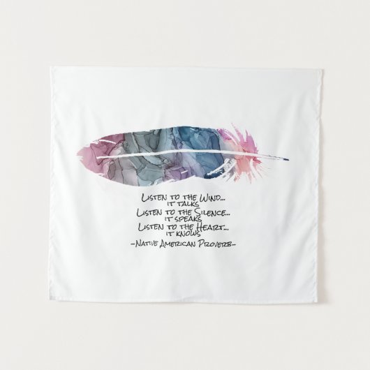 Tenture "Plume" avec proverbe amérindien (Devant (Horizontal))