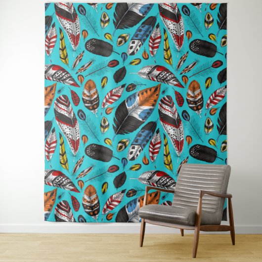 Tenture Plumes colorées (En situation)