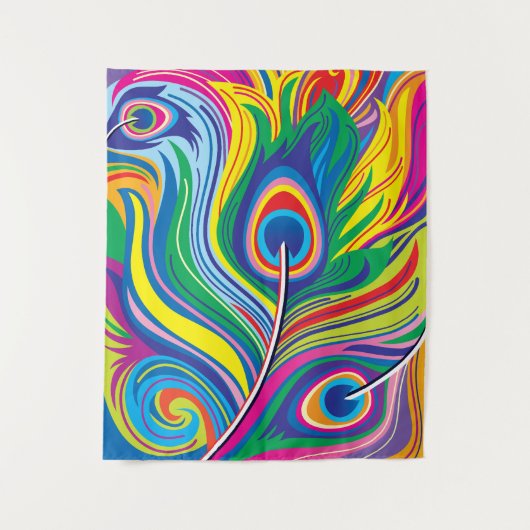 Tenture Plumes de paon Art Abstrait (Devant)