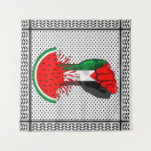 Tenture Poing de résistance palestinienne sur le symbole d (Devant (Horizontal))