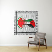 Tenture Poing de résistance palestinienne sur le symbole d (En situation (horizontale))