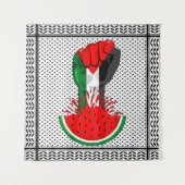 Tenture Poing de résistance palestinienne sur le symbole d (Devant)