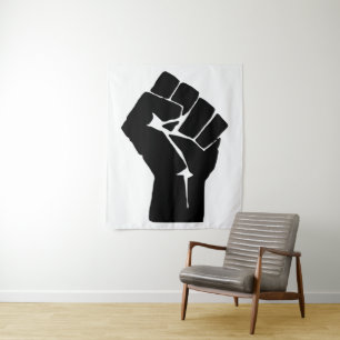 Tenture Poing Noir Levé - Résistance Protestation