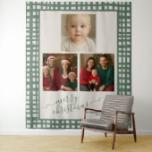 Tenture Poinsettia Sage Green Christmas Photo backdrop (En situation)