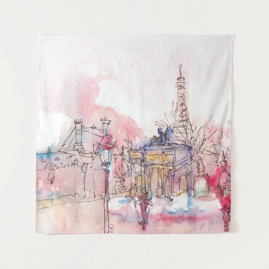 Tenture Point d'orgue de Paris avec aquarelle par temps de (Devant)