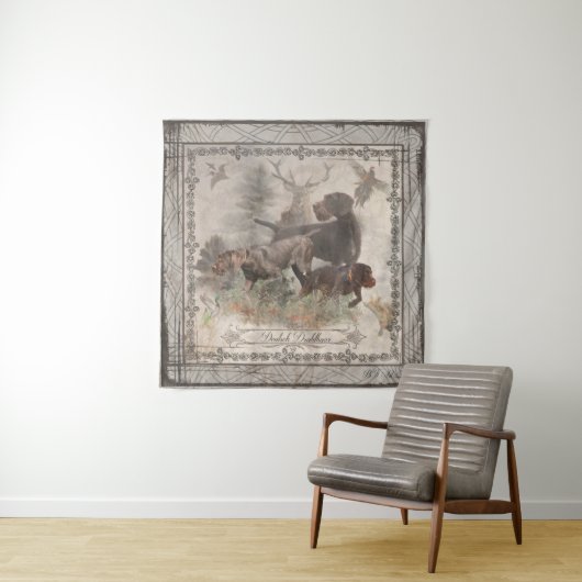 Tenture Pointeur À poils durs allemand (En situation)