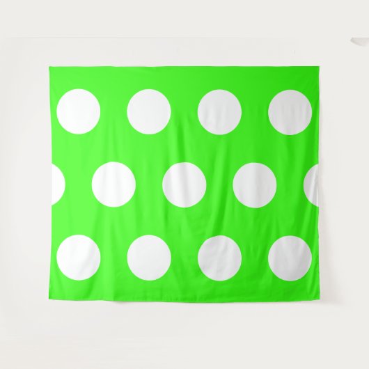 Tenture Points noirs grands blancs vert néon (Devant (Horizontal))