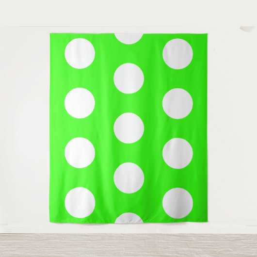 Tenture Points noirs grands blancs vert néon (Devant)