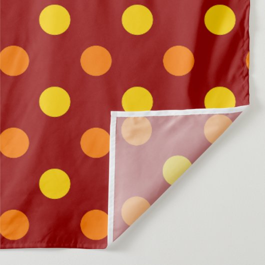 Tenture Points oranges et jaunes sur fond rouge (Détail)