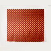 Tenture Points oranges et jaunes sur fond rouge (Devant (Horizontal))