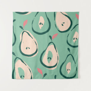 Tenture Poires d'été : motif de fruits frais.