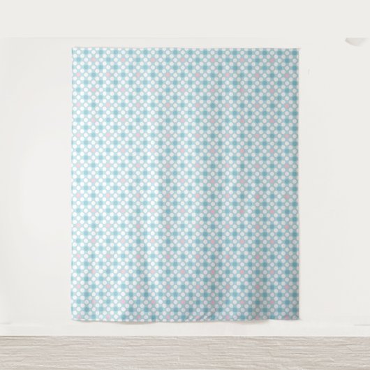 Tenture Pois blanc rose bleu rétro (Devant)